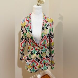 Aldo Martins for Anthropologie Colorful Floral Knit Blazer